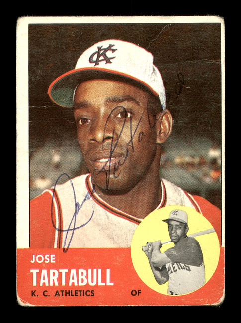 Jose Tartabull Autographed 1963 Topps Card #449 Kansas City A's SKU #170177