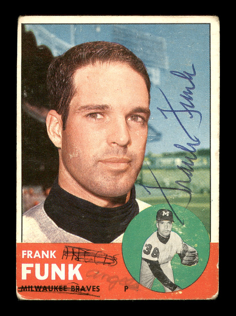 Frank Funk Autographed 1963 Topps Card #476 Milwaukee Braves SKU #170187