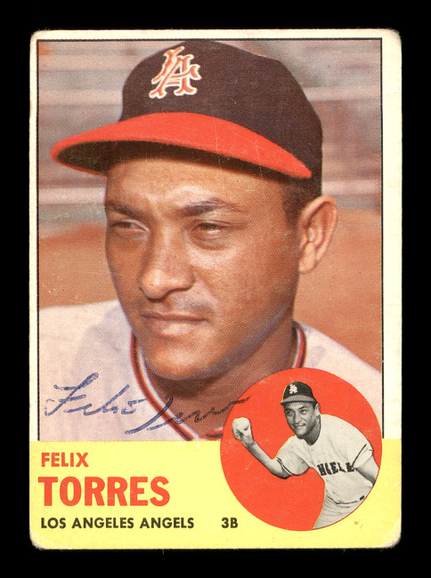 Felix Torres Autographed 1963 Topps Card #482 Los Angeles Angels SKU #170191