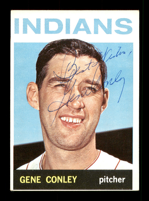 Gene Conley Autographed 1964 Topps Card #571 Cleveland Indians "Best Wishes" High Number SKU #170374