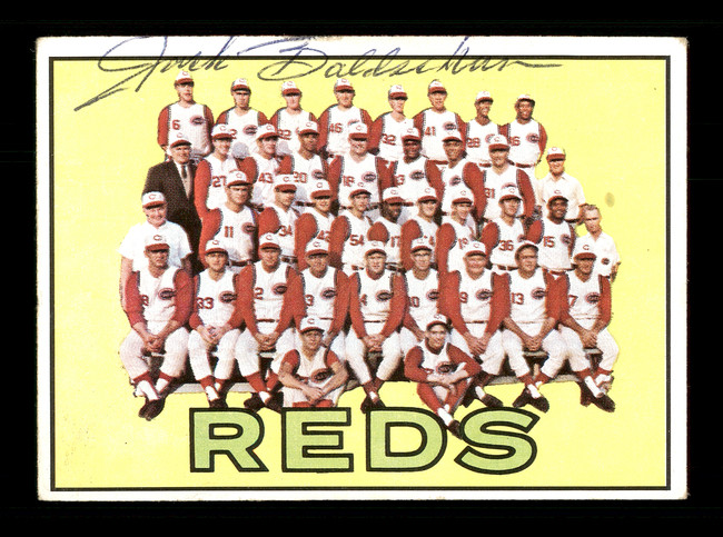 Jack Baldschun Autographed 1967 Topps Team Card #407 Cincinnati Reds SKU #170880