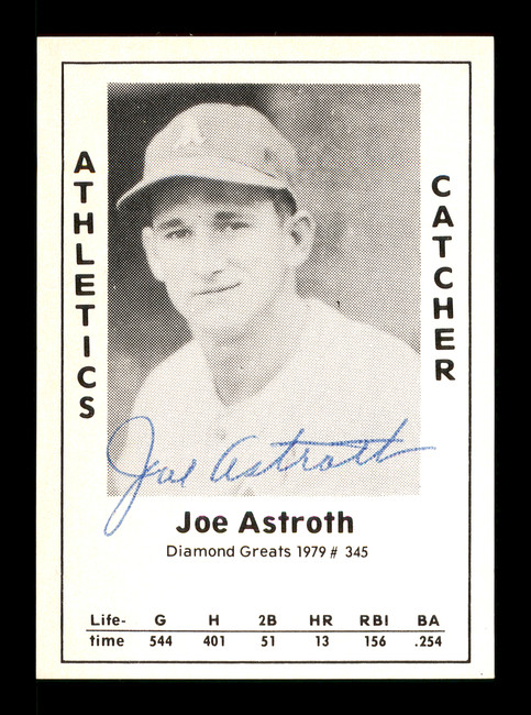 Joe Astroth Autographed 1979 Diamond Greats Card #345 Philadelphia A's SKU #171298