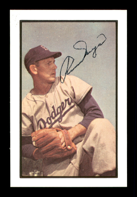 Russ Meyer Autographed 1983 Bowman 1953 Bowman Reprint Card #129 Brooklyn Dodgers SKU #171802