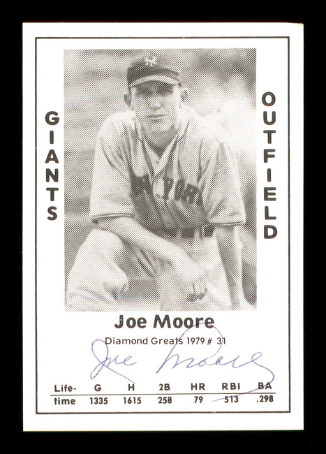 Joe Moore Autographed 1979 Diamond Greats Card #31 New York Giants SKU #171834