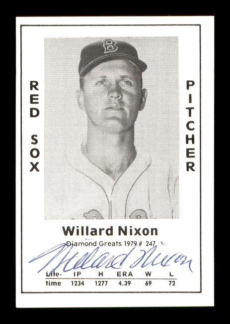 Willard Nixon Autographed 1979 Diamond Greats Card #247 Boston Red Sox SKU #171859