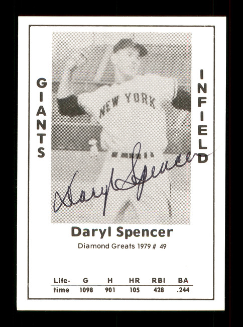 Daryl Spencer Autographed 1979 Diamond Greats Card #49 New York Giants SKU #172047