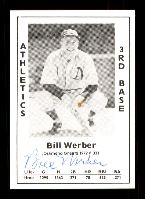 Bill Werber Autographed 1979 Diamond Greats Card #331 Philadelphia A's SKU #172135