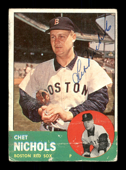 Chet Nichols Autographed 1963 Topps Card #307 Boston Red Sox SKU #174037