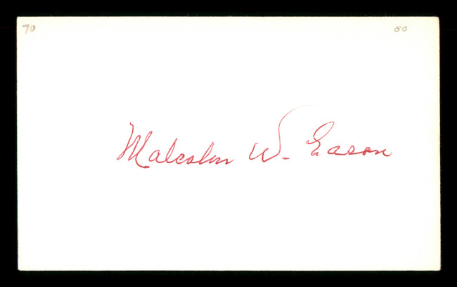 Malcolm W. Eason Autographed 3x5 Index Card Chicago Cubs SKU #174135