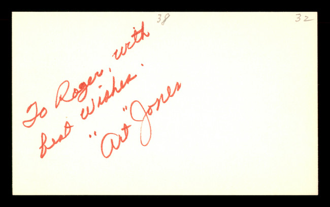 Art Jones Autographed 3x5 Index Card Brooklyn Dodgers "To Roger" SKU #174171