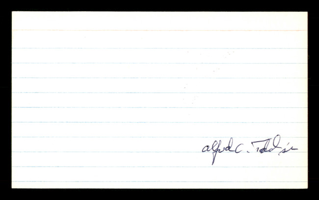 Alfred Al Todd Autographed 3x5 Index Card Chicago Cubs, Brooklyn Dodgers SKU #174265