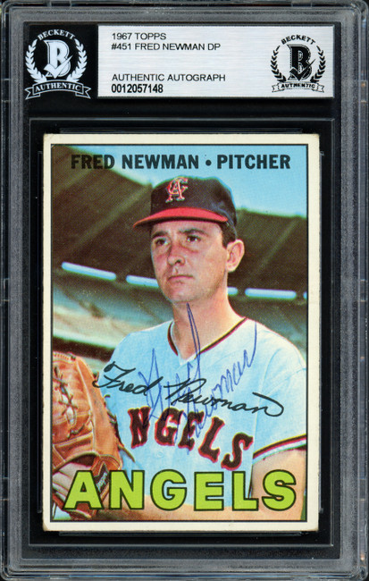 Fred Newman Autographed 1967 Topps Card #451 Los Angeles Angels Beckett BAS #12057148