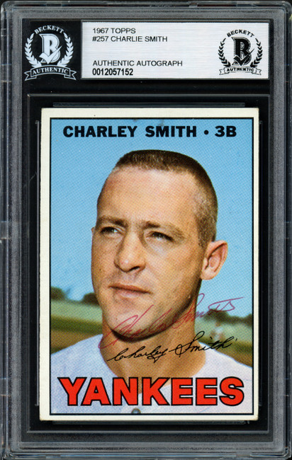 Charlie Smith Autographed 1967 Topps Card #257 New York Yankees Beckett BAS #12057152