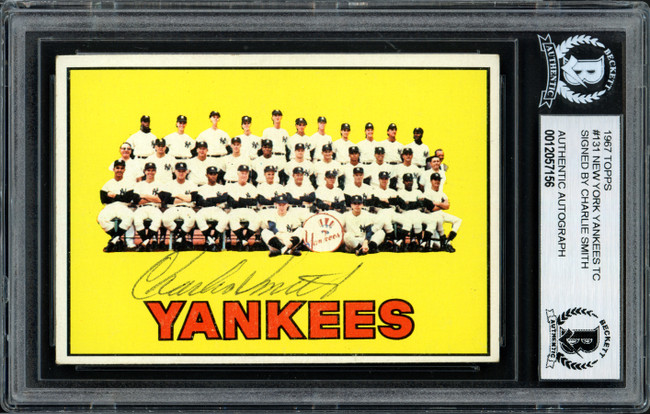 Charlie Smith Autographed 1967 Topps Team Card #131 New York Yankees Beckett BAS #12057156