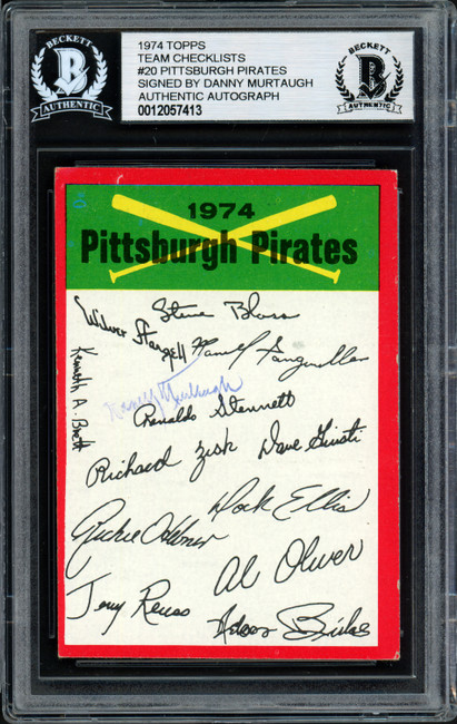 Danny Murtaugh Autographed 1974 Topps Checklist Card #12 Pittsburgh Pirates Beckett BAS #12057413