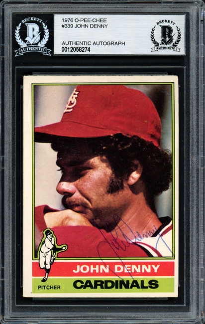 John Denny Autographed 1976 O-Pee-Chee Card #339 St. Louis Cardinals Beckett BAS #12058274