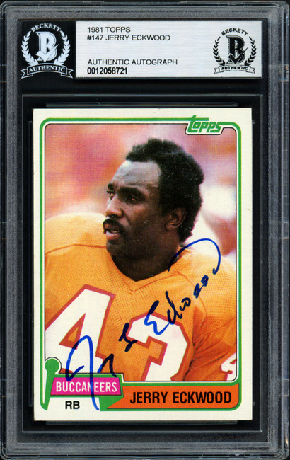 Jerry Eckwood Autographed 1981 Topps Card #147 Tampa Bay Buccaneers Beckett BAS #12058721