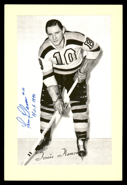 Fern Flaman Autographed 1944-63 Beehive Group 2 4.5x6.5 Photo Boston Bruins "HOF 1990" SKU #176781