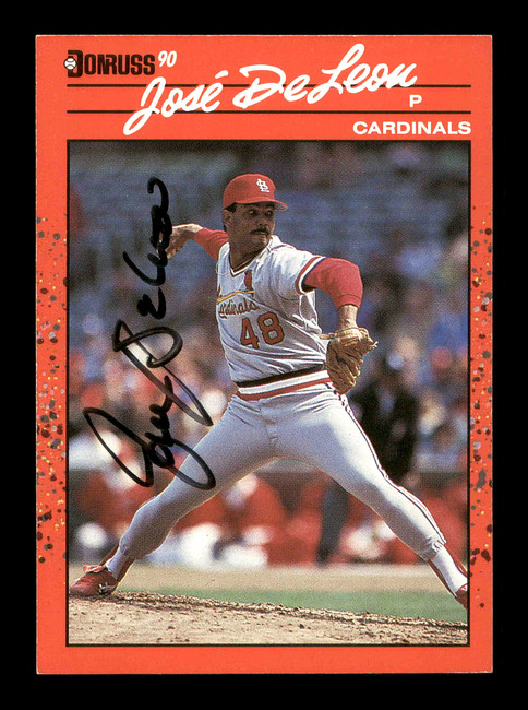 Jose DeLeon Autographed 1990 Donruss Card #536 St. Louis Cardinals SKU #178808