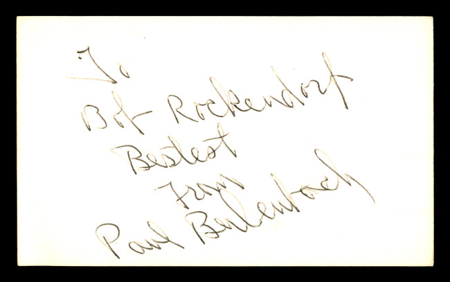 Paul Berlenbach Autographed 3x5 Index Card Light Heavyweight Champ "To Bob" SKU #179733