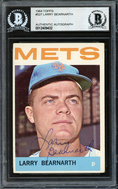 Larry Bearnarth Autographed 1964 Topps Card #527 New York Mets High Number Beckett BAS #12409432