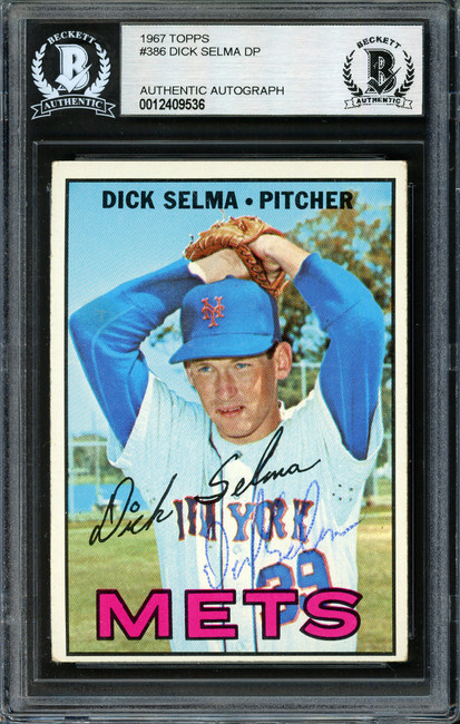 Dick Selma Autographed 1967 Topps Card #386 New York Mets Beckett BAS #12409536