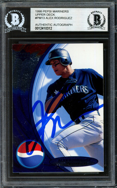 Alex Rodriguez Autographed 1998 Upper Deck Pepsi Foil Card #PM13 Seattle Mariners Beckett BAS #12410312