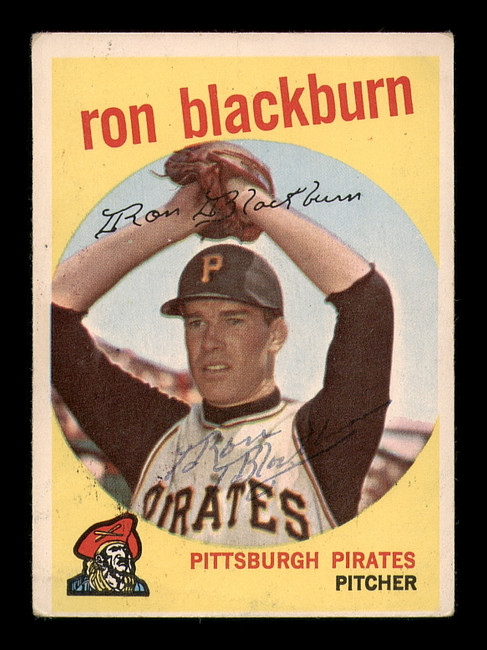 Ron Blackburn Autographed 1959 Topps Card #401 Pittsburgh Pirates SKU #182959