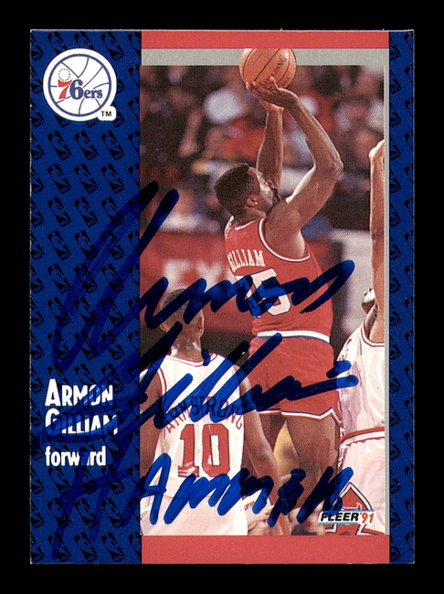 Armon Gilliam Autographed 1991-92 Fleer Card #153 Philadelphia 76ers "Hammer" SKU #183271