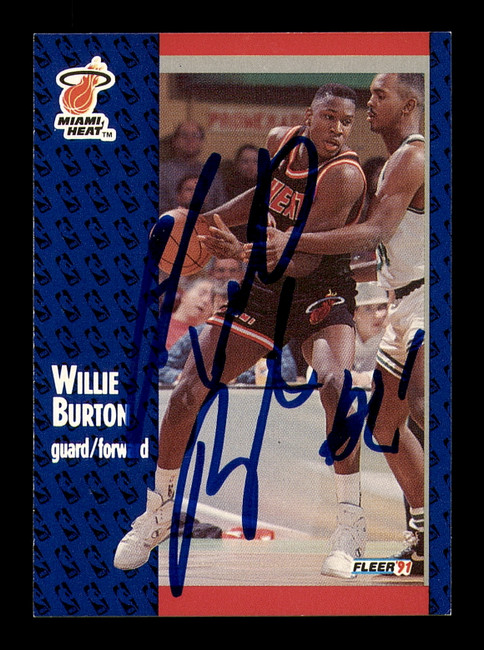 Willie Burton Autographed 1991-92 Fleer Card #105 Miami Heat SKU #183288