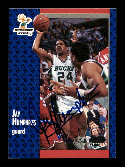 Jay Humphries Autographed 1991-92 Fleer Card #116 Milwaukee Bucks SKU #183307 Jay Humphries Autographed 1991-92 Fleer Card #116 Milwaukee Bucks SKU #183307