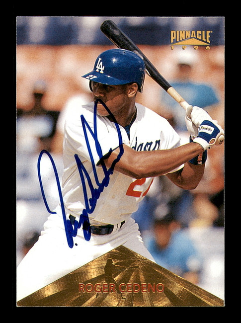 Roger Cedeno Autographed 1996 Pinnacle Card #176 Los Angeles Dodgers SKU #183998