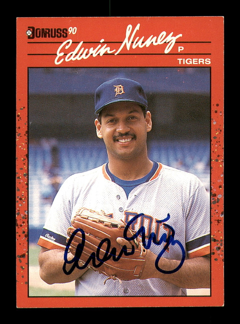 Edwin Nunez Autographed 1990 Donruss Card #563 Detroit Tigers SKU #184444