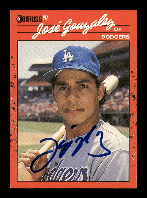 Jose Gonzalez Autographed 1990 Donruss Card #314 Los Angeles Dodgers SKU #184458