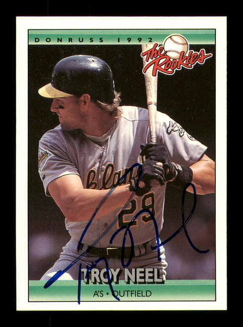 Troy Neel Autographed 1992 Donruss The Rookies Rookie Card #85 Oakland A's SKU #184611