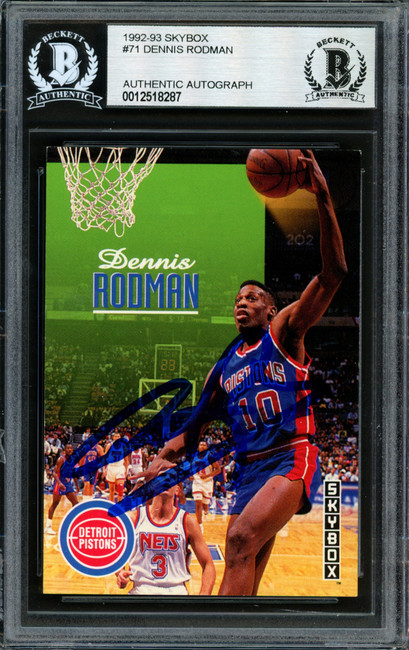 Dennis Rodman Autographed 1992-93 Skybox Card Detroit Pistons No Card Number Beckett BAS #12518287