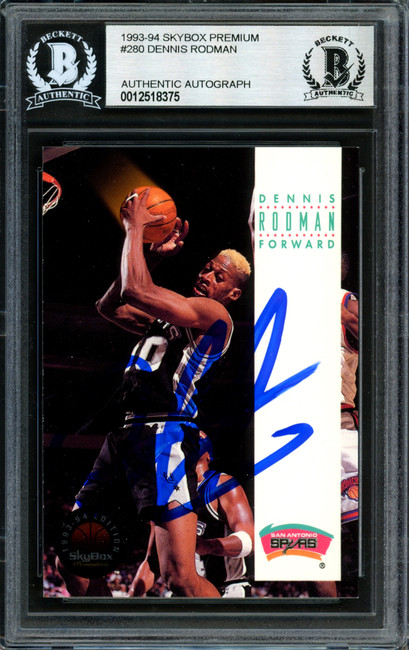 Dennis Rodman Autographed 1993-94 Skybox Card #280 San Antonio Spurs Signed In Blue Beckett BAS #12518375