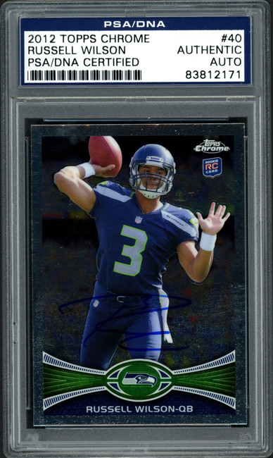 Russell Wilson Autographed 2012 Topps Chrome Rookie Card #40 Seattle Seahawks PSA/DNA #83812171