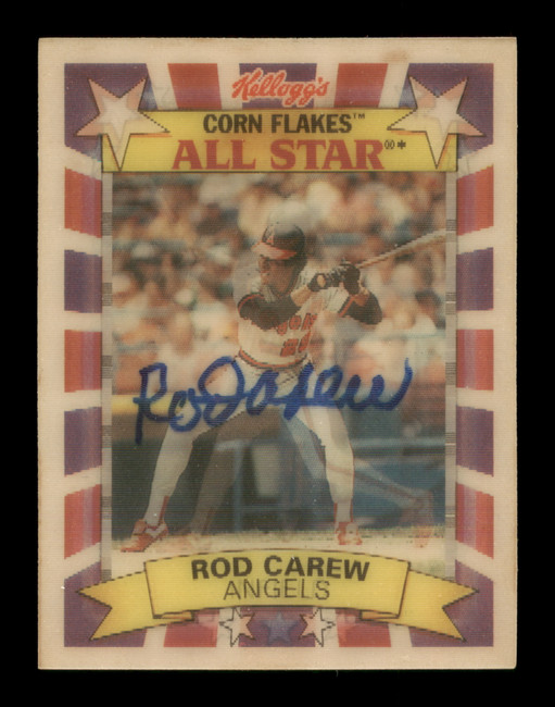 Rod Carew Autographed 1992 Kellogg's Sportflics Card #4 California Angels SKU #186745