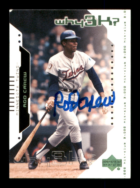 Rod Carew Autographed 2000 Upper Deck Hitters Club Card #68 Minnesota Twins SKU #186768