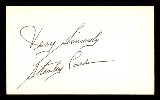 Stanley Poreda Autographed 3x5 Index Card "Very Sincerely" SKU #186880
