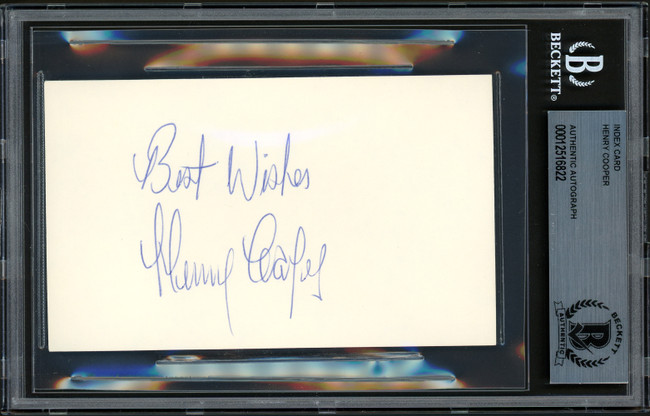 Sir Henry Cooper Autographed 3x5 Index Card "Best Wishes" Beckett BAS #12516822