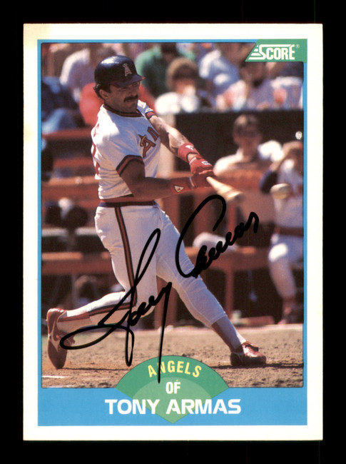 Tony Armas Autographed 1989 Score Card #182 California Angels SKU #188234