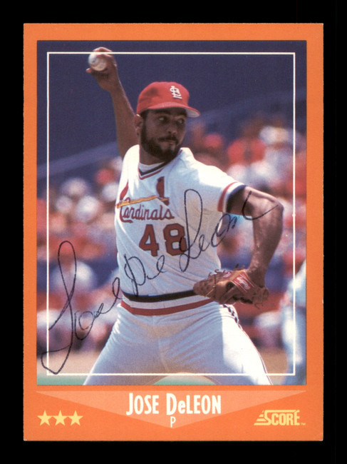 Jose DeLeon Autographed 1988 Score Traded Card #7T St. Louis Cardinals SKU #188444