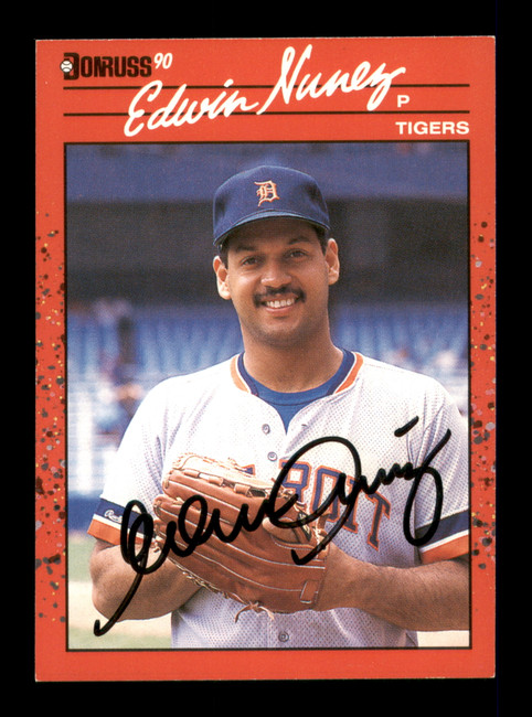Edwin Nunez Autographed 1990 Donruss Card #563 Detroit Tigers SKU #188588