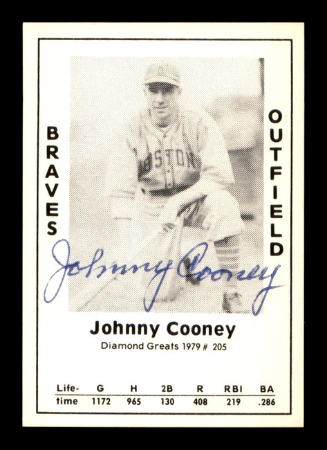 Johnny Cooney Autographed 1979 Diamond Greats Card #205 Boston Braves SKU #188818