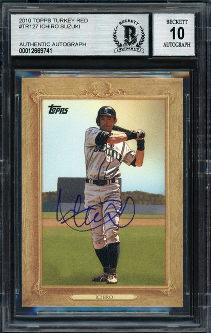 Ichiro Suzuki Autographed 2010 Topps Turkey Red Card #TR127 Seattle Mariners Auto Grade 10 Beckett BAS Stock #189883