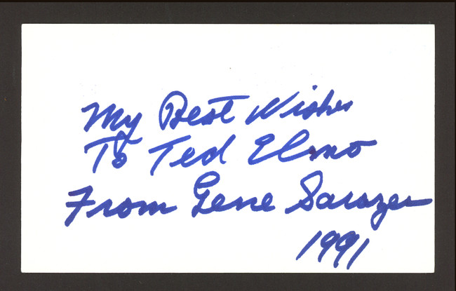 Gene Sarazen Autographed 3x5 Index Card "To Ted" SKU #190677