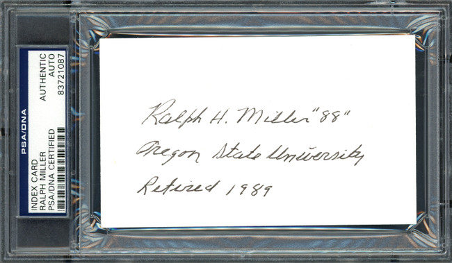 Ralph Miller Autographed 3x5 Index Card Oregon State University Beavers Coach PSA/DNA #83721087