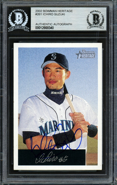 Ichiro Suzuki Autographed 2002 Bowman Heritage Black Box Card #261 Seattle Mariners Beckett BAS #12668340